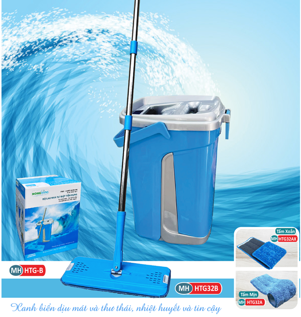 Bộ Lau Nhà Tự Giặt Màu Biển