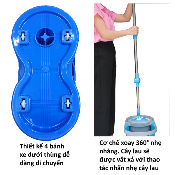 Bộ Lau Nhà 360° Màu Đỏ