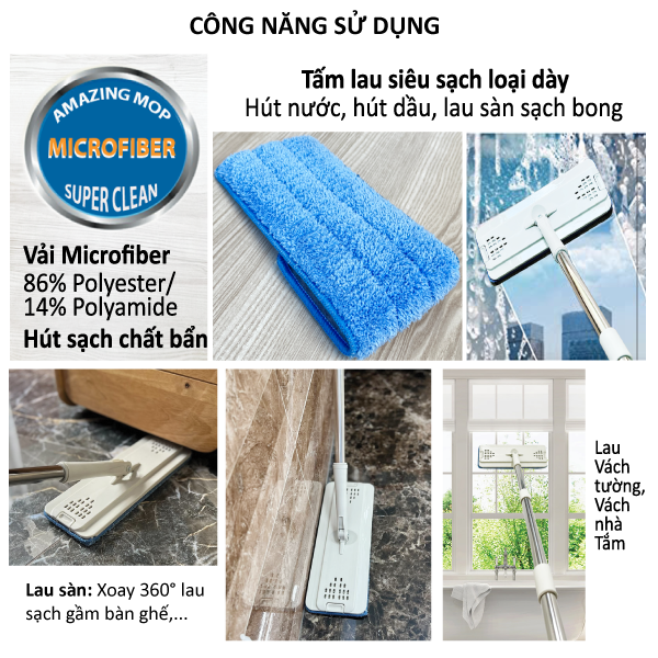 Bộ Lau Nhà Tự Giặt HOMEINNO Màu Hồng Phấn