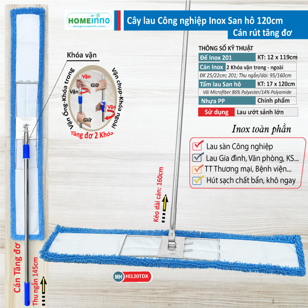 Cây CN Inox San Hô 120cm - Cán Tăng Đơ