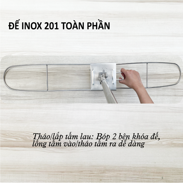 Cây Lau Bụi Cotton Inox 100cm - Cán Tăng Đơ