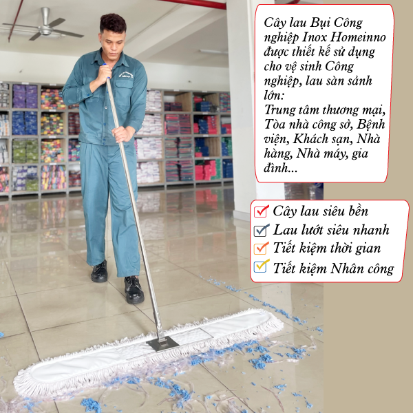 Cây Lau Bụi Cotton Inox 100cm - Cán Tăng Đơ