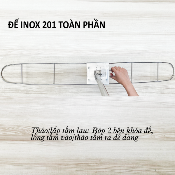 Cây Lau Bụi Cotton Inox 120cm - Cán Tăng Đơ