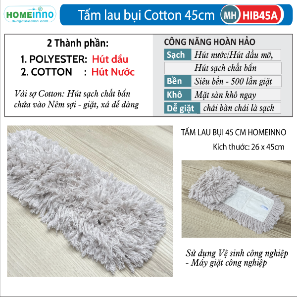 Cây Lau Bụi Cotton Inox 45cm - Cán Tăng Đơ