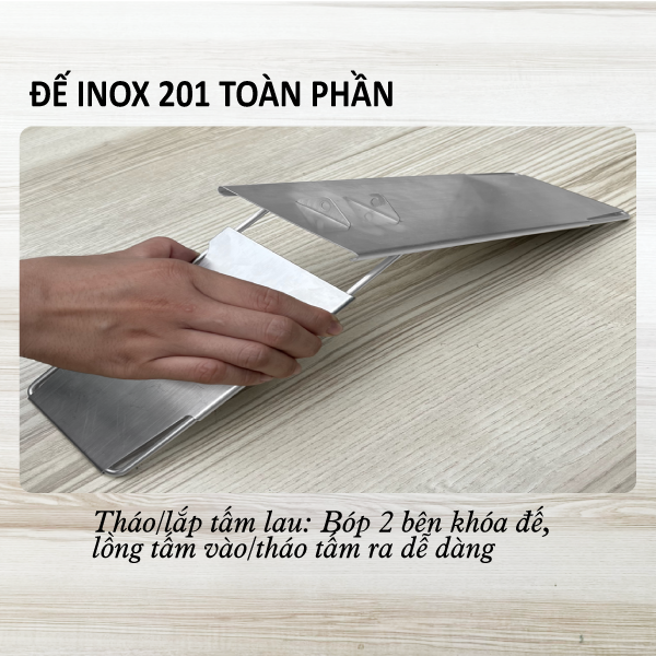 Cây Lau Bụi Cotton Inox 45cm - Cán Tăng Đơ