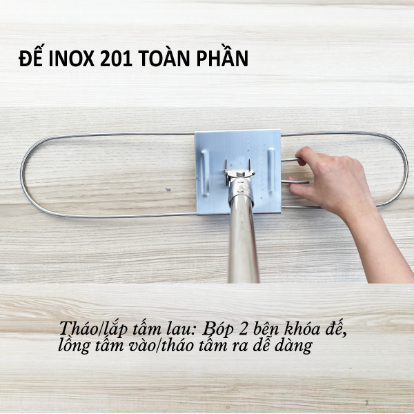 Cây Lau Bụi Cotton Inox 50cm - Cán Tăng Đơ