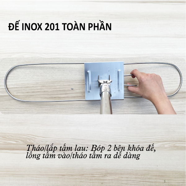 Cây Lau Bụi Cotton Inox 60cm - Cán Tăng Đơ