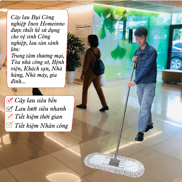 Cây Lau Bụi Cotton Inox 60cm - Cán Tăng Đơ