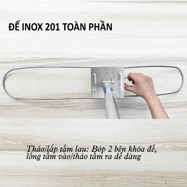 Cây Lau Bụi Cotton Inox 80cm - Cán Tăng Đơ