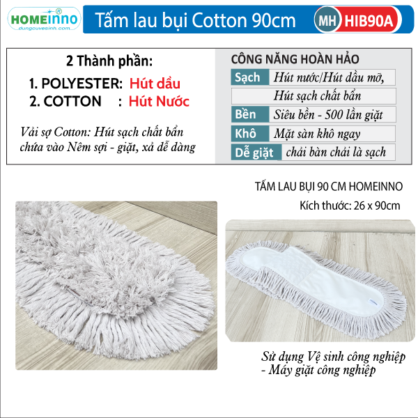 Cây Lau Bụi Cotton Inox 90cm - Cán Tăng Đơ