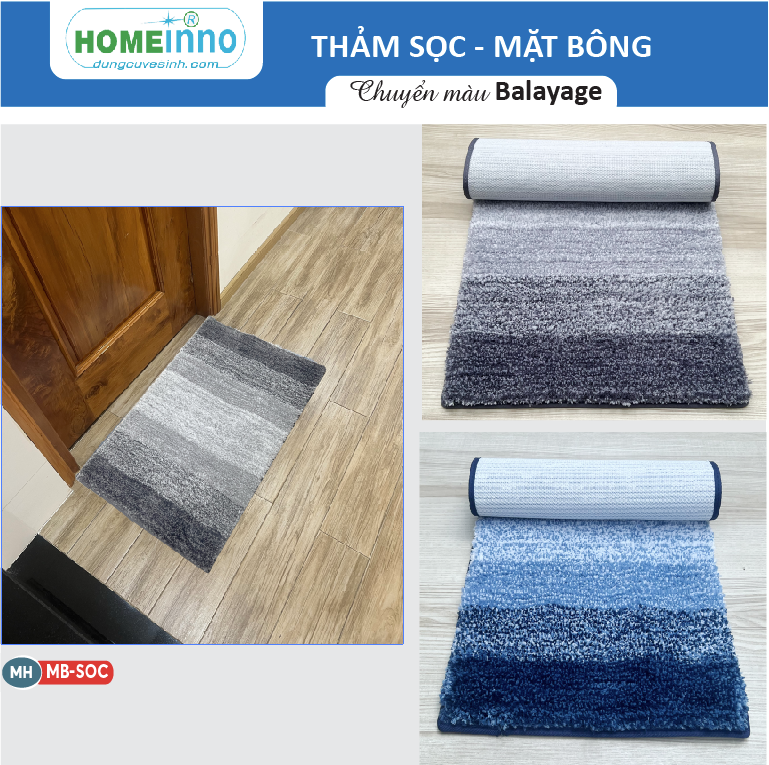 Striped Fluffy Polyester Door Mat - Balayage