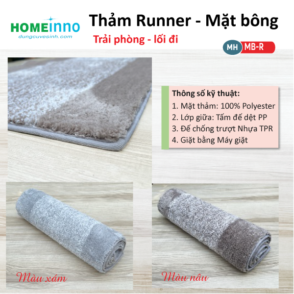 Thảm Runner Trải phòng lối đi - Mặt Bông (Lớn)