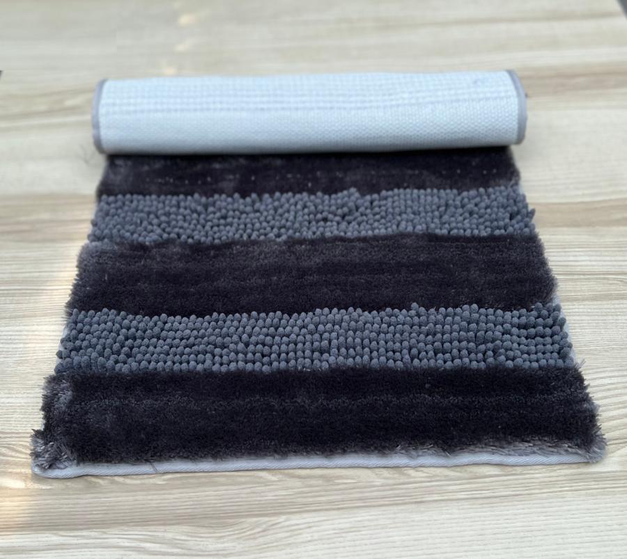 Striped Chenille Glossy Polyester Door Mat (Large)