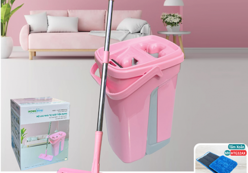 Bộ Lau Nhà Tự Giặt HOMEINNO Màu Hồng Phấn