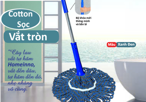 Cây Lau Vắt Tự Hãm Tròn Cotton Sọc (Xanh Đen)