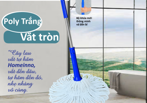 Cây Lau Vắt Tự Hãm Tròn Polyster Trắng