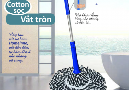 Cây lau vắt tự hãm tròn Cotton sọc (Trắng Đen)