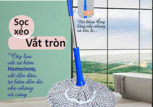 Cây lau vắt tự hãm tròn Polyester Sọc xéo