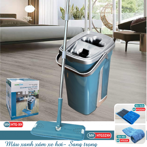 Bộ Lau Nhà Tự Giặt Màu Xanh Xe Hơi