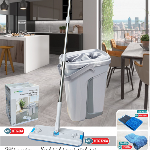 Bộ Lau Nhà Tự Giặt HOMEINNO Màu Xám