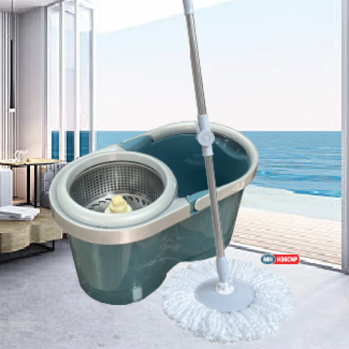Bộ Thùng Lau Nhà 360° Homeinno Loại Tròn Màu Xanh Xám Xe Hơi
