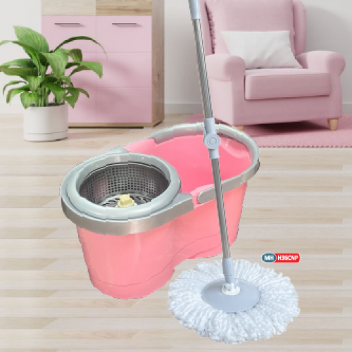 Bộ Thùng Lau Nhà 360° Homeinno Loại Tròn Màu Hồng Phấn