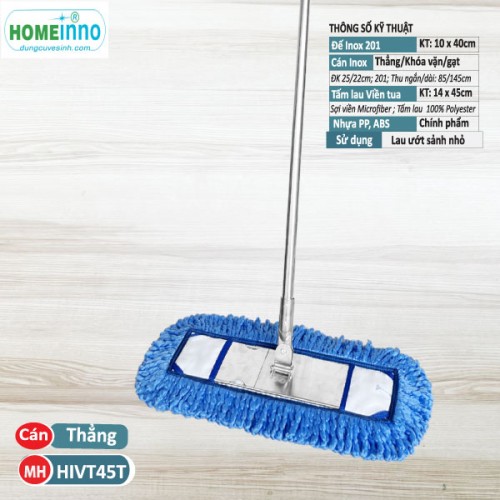Cây lau Inox Viền tua 45cm - Cán Thẳng