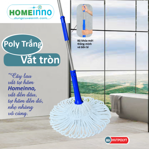 Cây Lau Vắt Tự Hãm Tròn Polyster Trắng