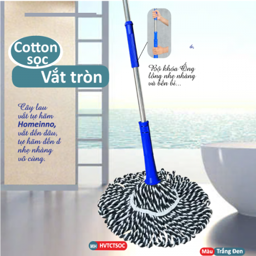 Cây lau vắt tự hãm tròn Cotton sọc