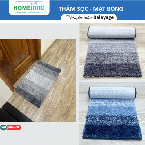 Striped Fluffy Polyester Door Mat - Balayage