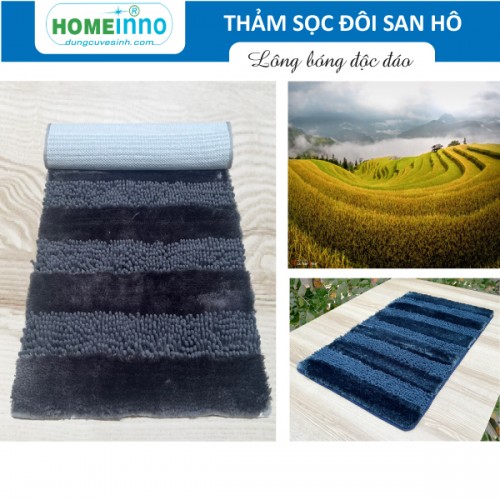 Thảm sọc đôi San Hô - Lông bóng chuyển màu Ombre